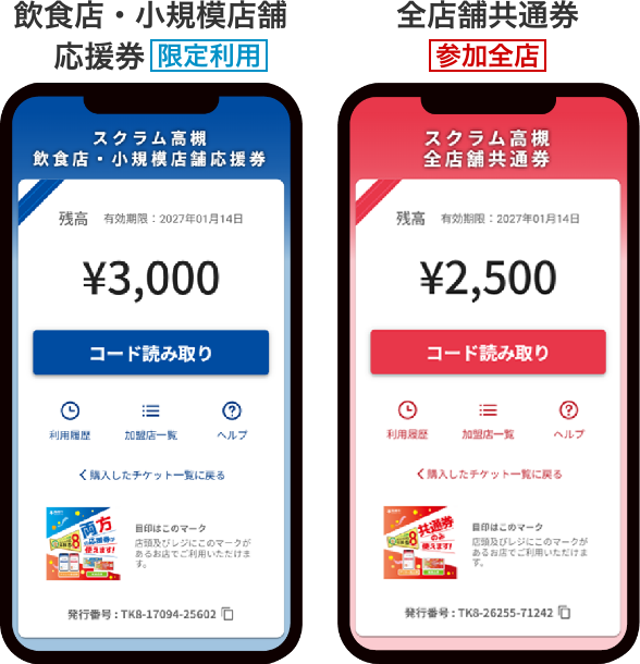 飲食店・小規模店舗 応援券（限定利用）　全店舗共通券（参加全店）